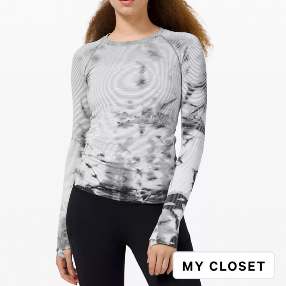 Lululemon Swiftly Tech Long Sleeve 2.0 *MultiDye Shibori Stripe Graphite 6